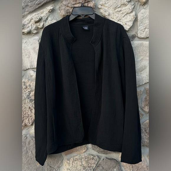 Eileen Fisher Open Front Jacket Sz XL Black Silk Blend Casual Quiet Luxury - Picture 1 of 7